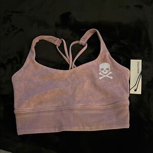 Purple Skull Crossbones Sports Bra